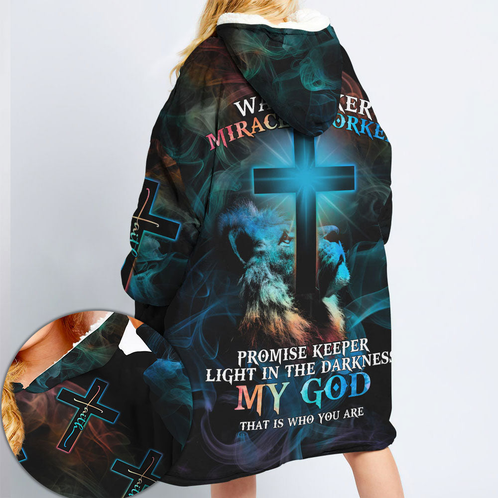Lion Cross Light Colorful Sherpa Blanket Hoodie - Tltm1809214ki