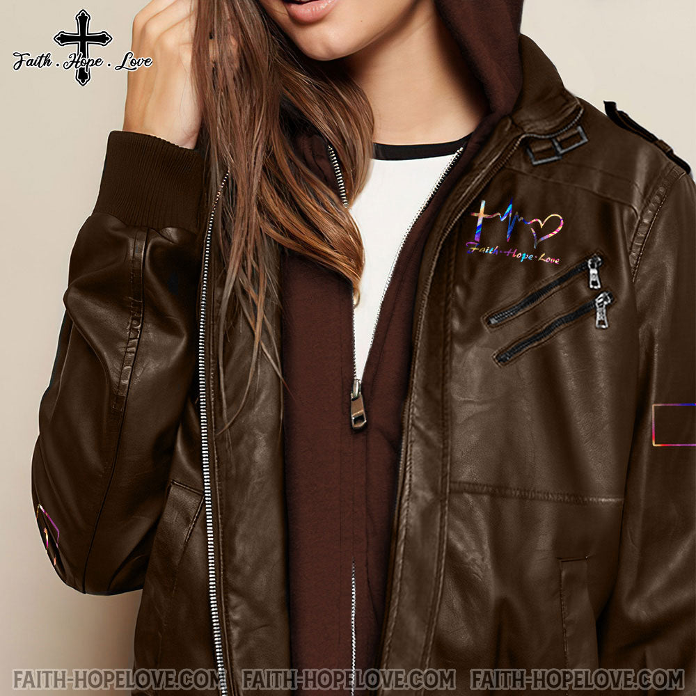Faith Hope Love Colorful Women Leather Jacket - Tm0411211ki