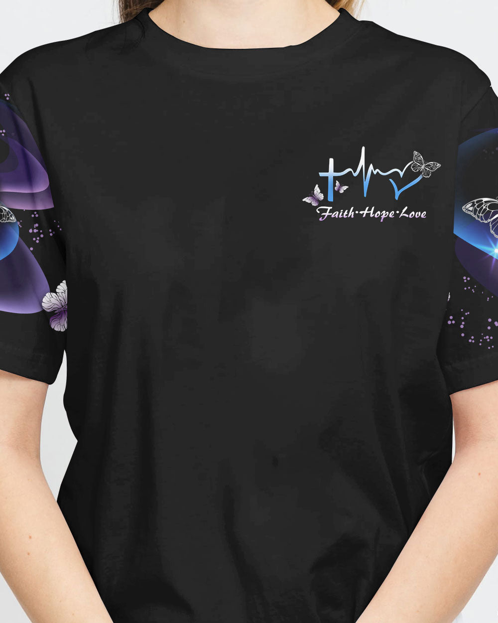 Faith Hope Love Butterfly Abstract Women's Christian Tshirt
