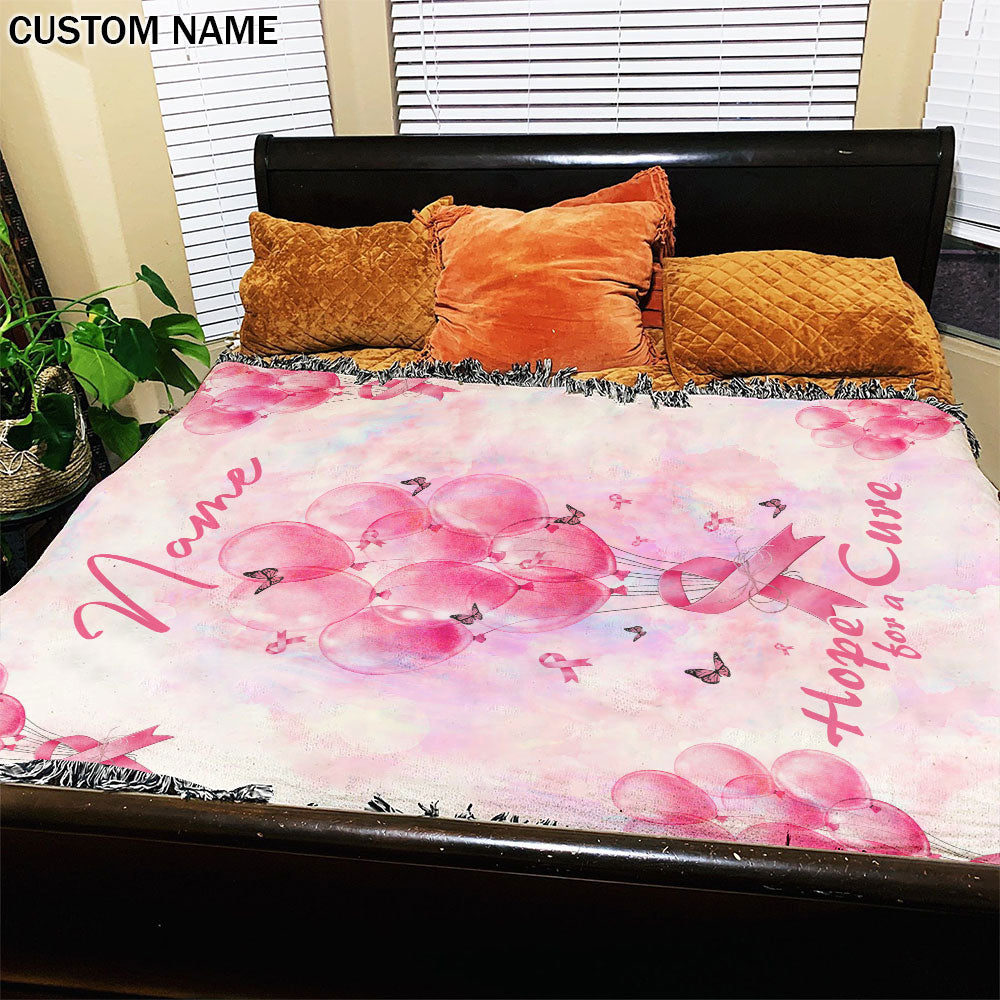 Breast Cancer Awareness  Personalized Cancer Balloon Woven & Fleece Blanket - Tlnh0110213ki