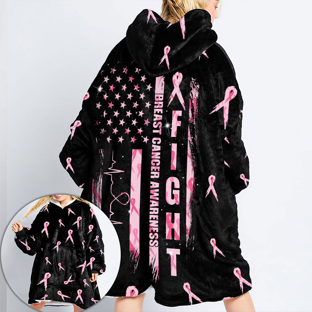 Fight Breast Cancer Awareness Sherpa Blanket Hoodie - Lahn1009213ki