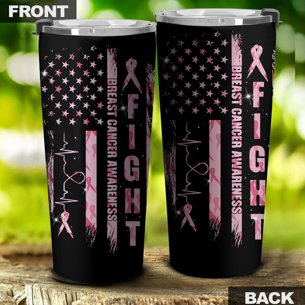 Fight Flag Breast Cancer Awareness Tumbler - Lahn0609212ki