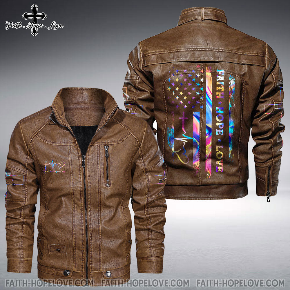 Faith Hope Love Colorful Women Leather Jacket - Tm0411211ki