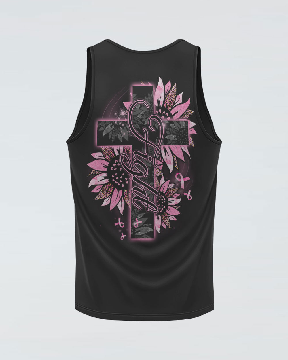 Faith Pink Sunflower Cross Women's Christian Tanks
