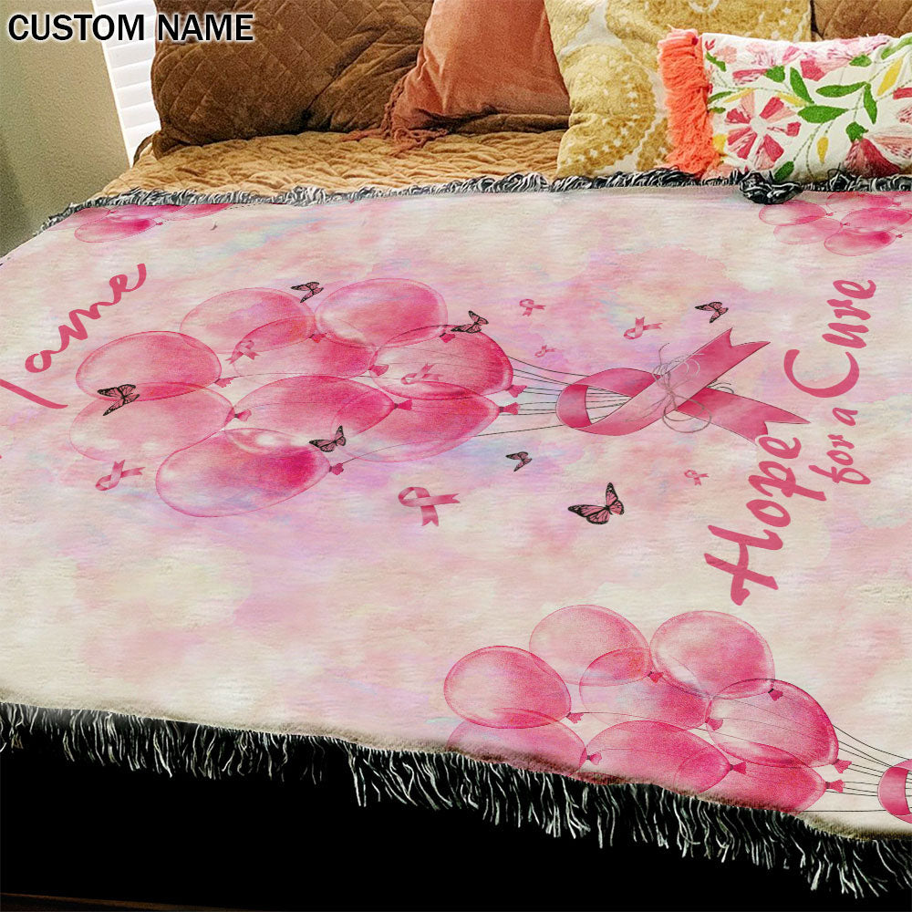 Breast Cancer Awareness  Personalized Cancer Balloon Woven & Fleece Blanket - Tlnh0110213ki
