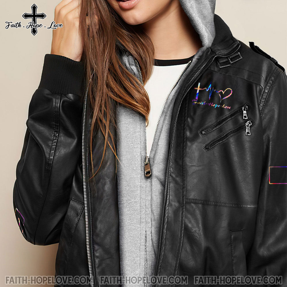 Faith Hope Love Colorful Women Leather Jacket - Tm0411211ki