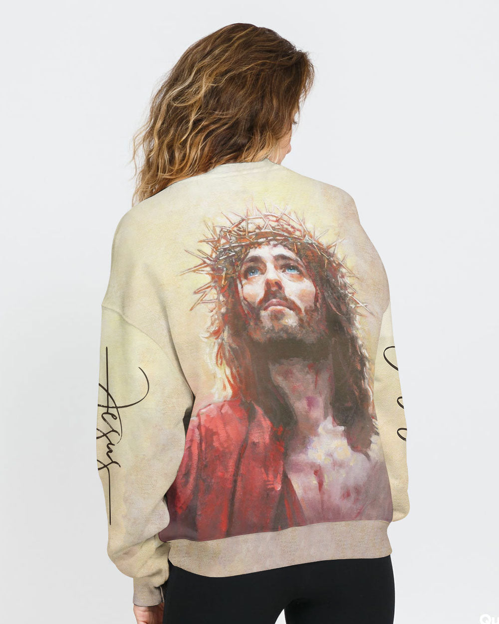Jesus Watercolor Painting Women's Christian Sweatshirt