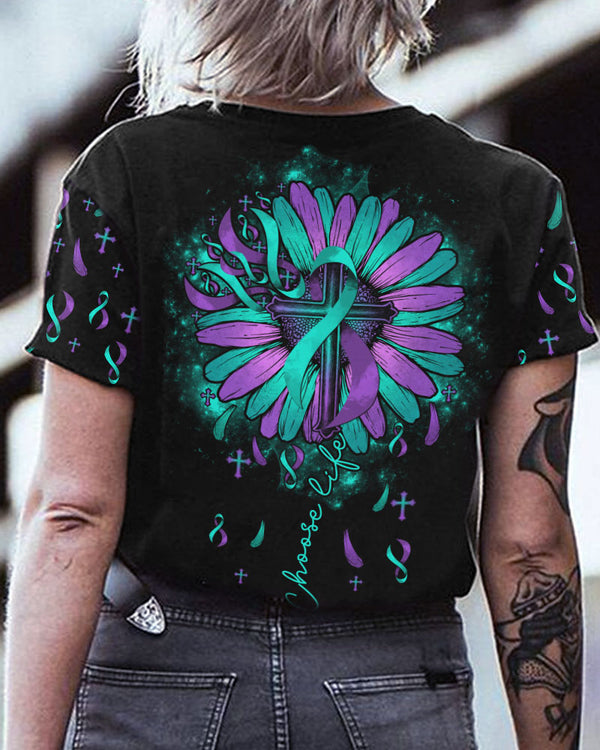 Choose Life Sunflower Women's Suicide Prevention Awareness Tshirt