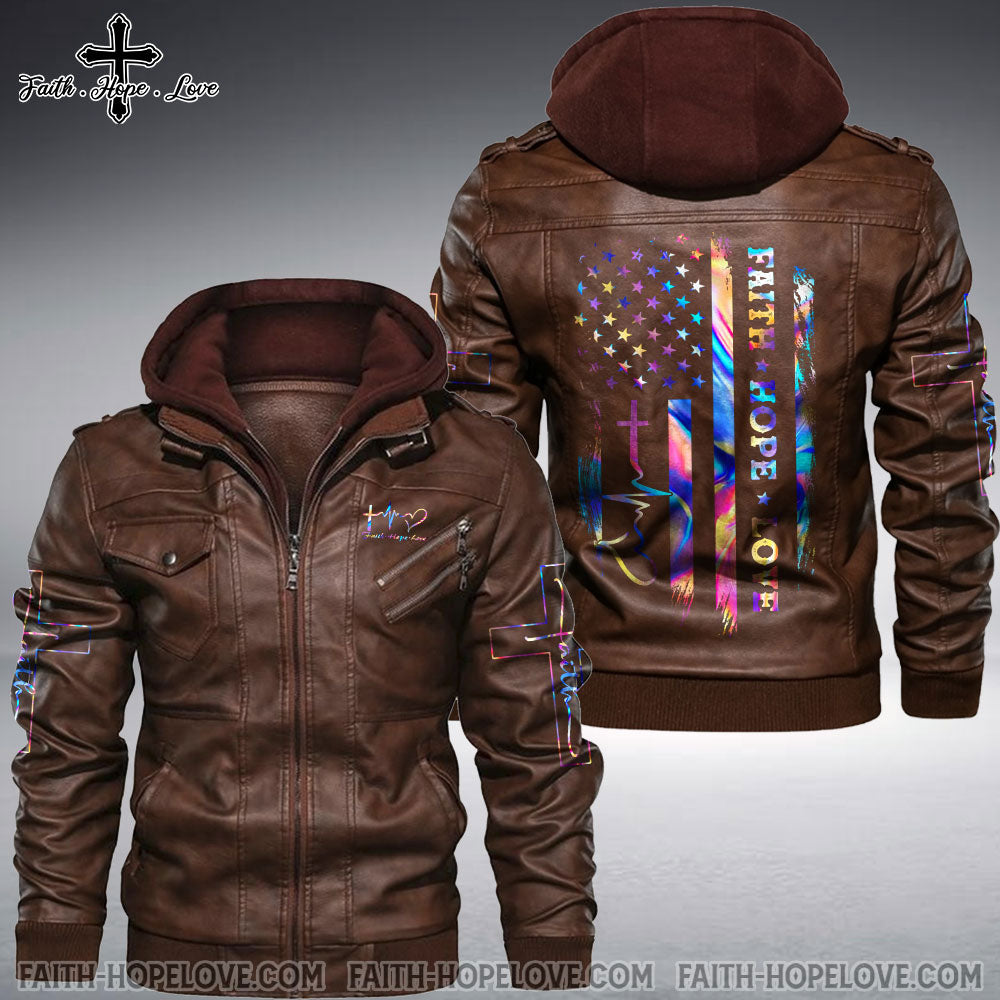 Faith Hope Love Colorful Women Leather Jacket - Tm0411211ki