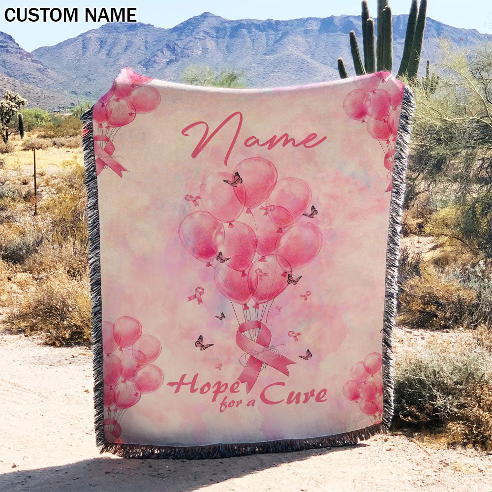 Breast Cancer Awareness  Personalized Cancer Balloon Woven & Fleece Blanket - Tlnh0110213ki