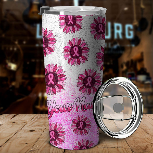 Personalized Sunflower Breast Cancer Awareness Tumbler - Tlnx2109213ki