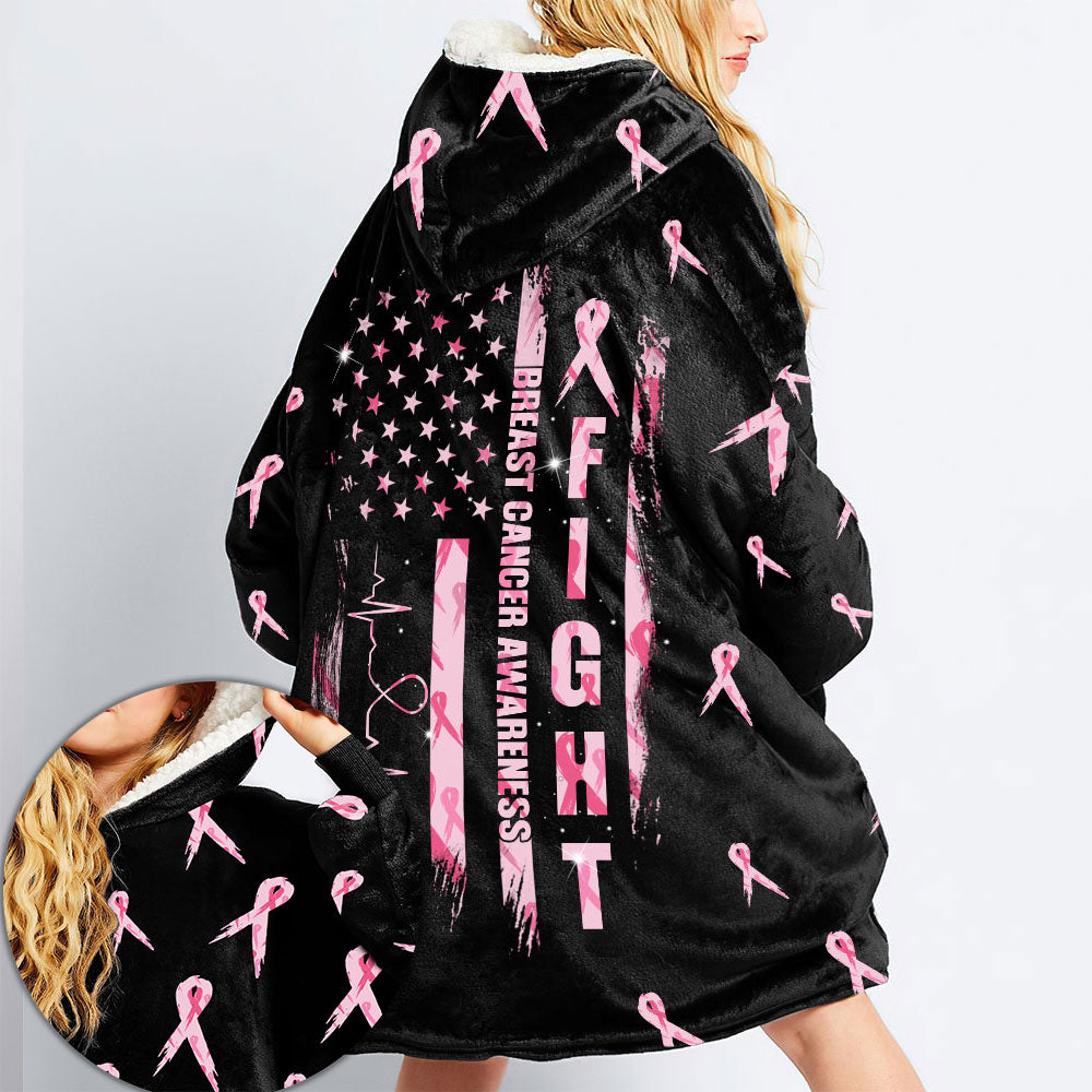 Fight Breast Cancer Awareness Sherpa Blanket Hoodie - Lahn1009213ki