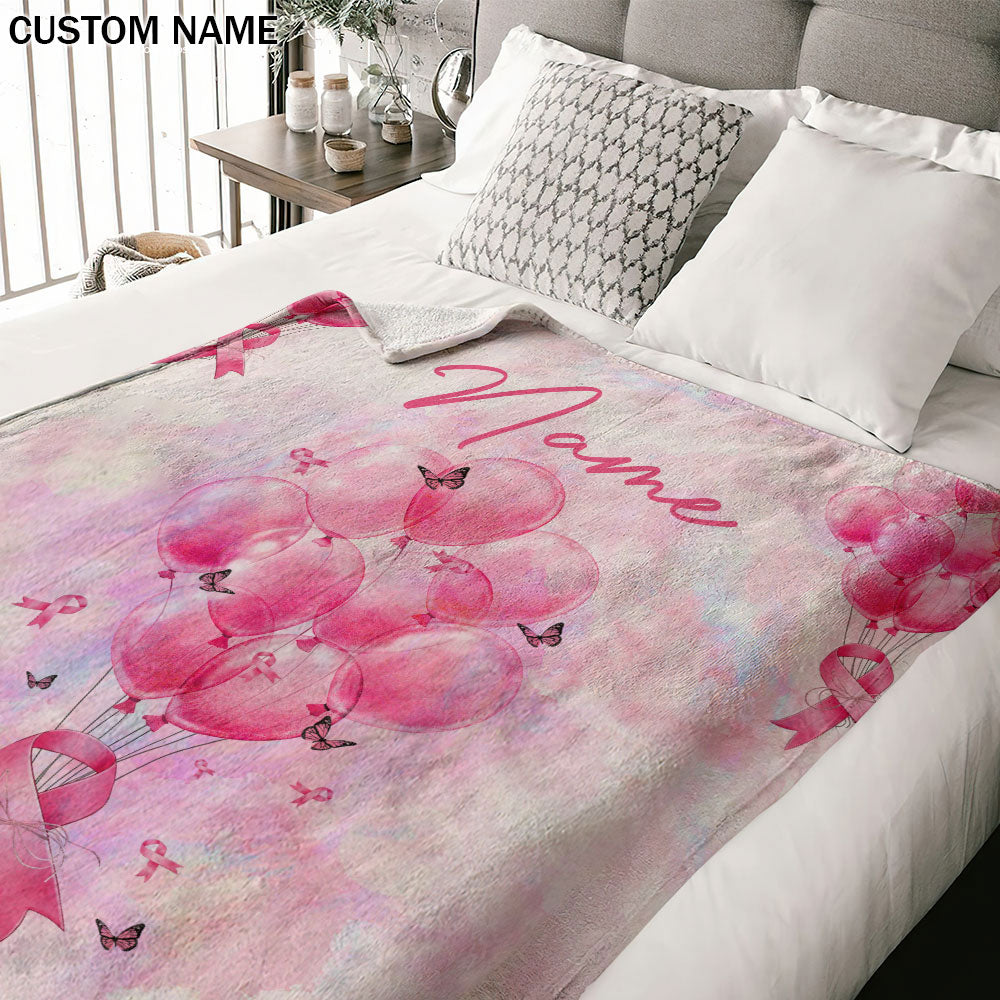 Breast Cancer Awareness  Personalized Cancer Balloon Woven & Fleece Blanket - Tlnh0110213ki