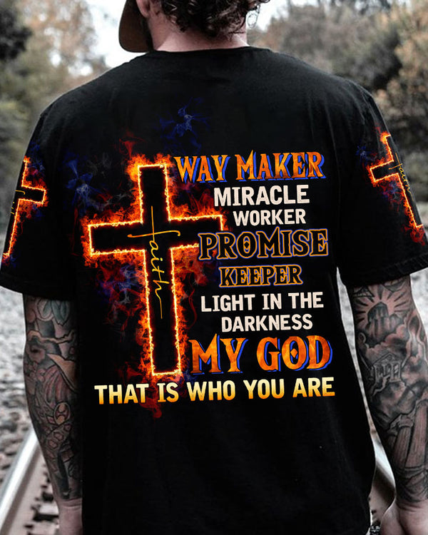 Way Maker Miracle Worker Fire Cross Men's Christian Tshirt