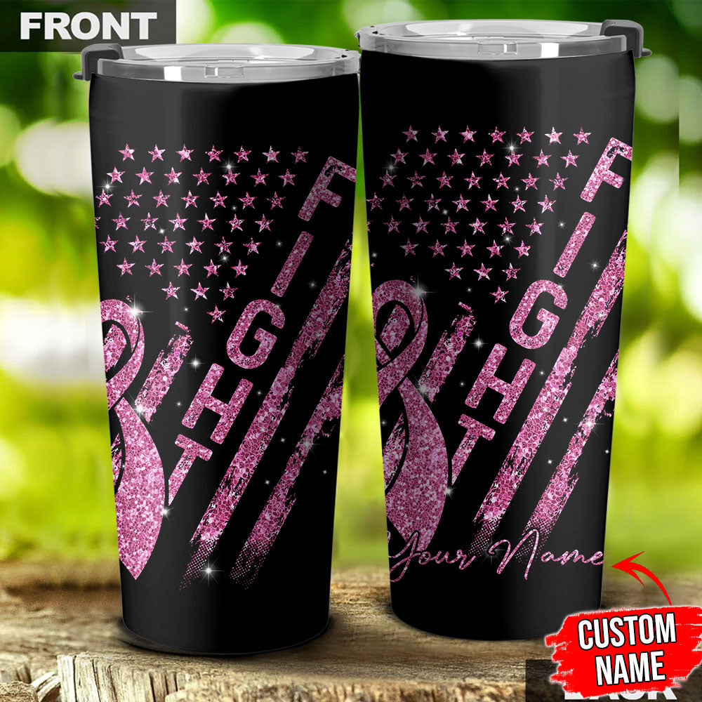 Personalized Fight Breast Cancer Awareness Glitter Tumbler - Tltr0410213ki
