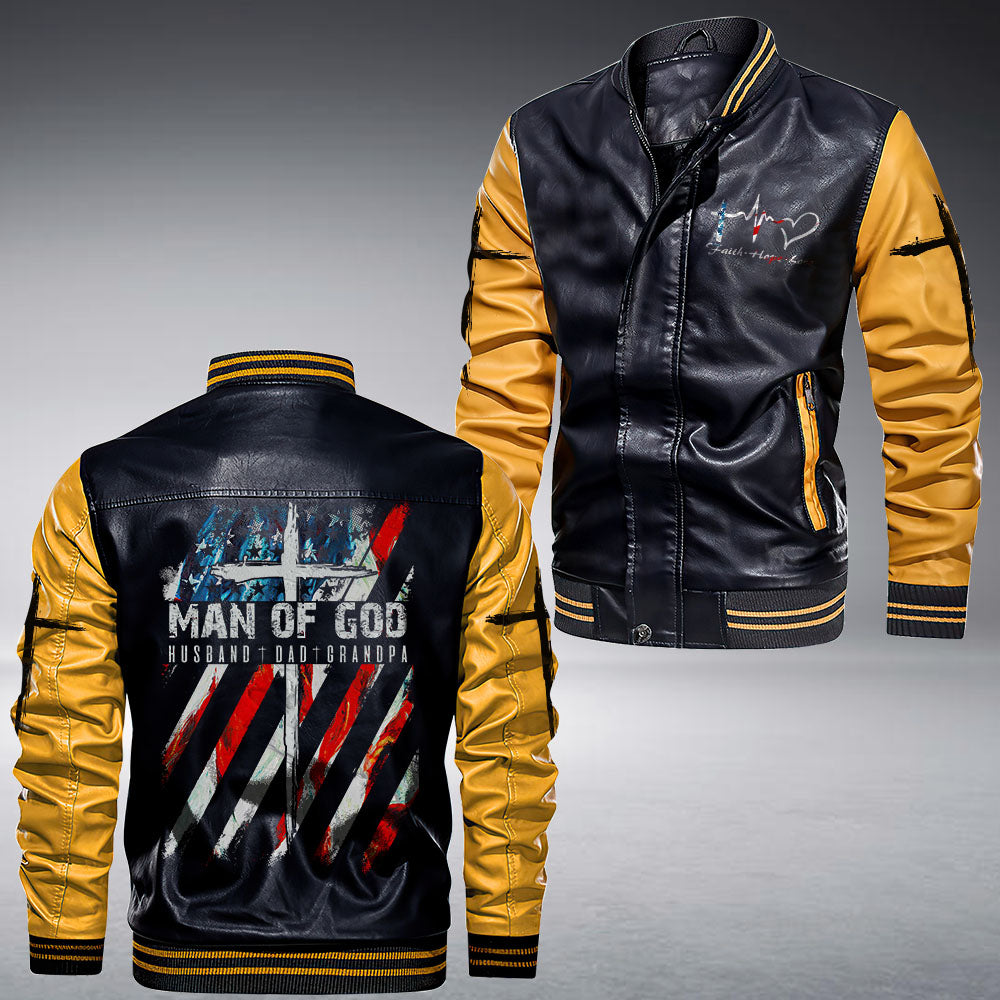 Man Of God Leather Bomber Jacket - Tltm0110211ki
