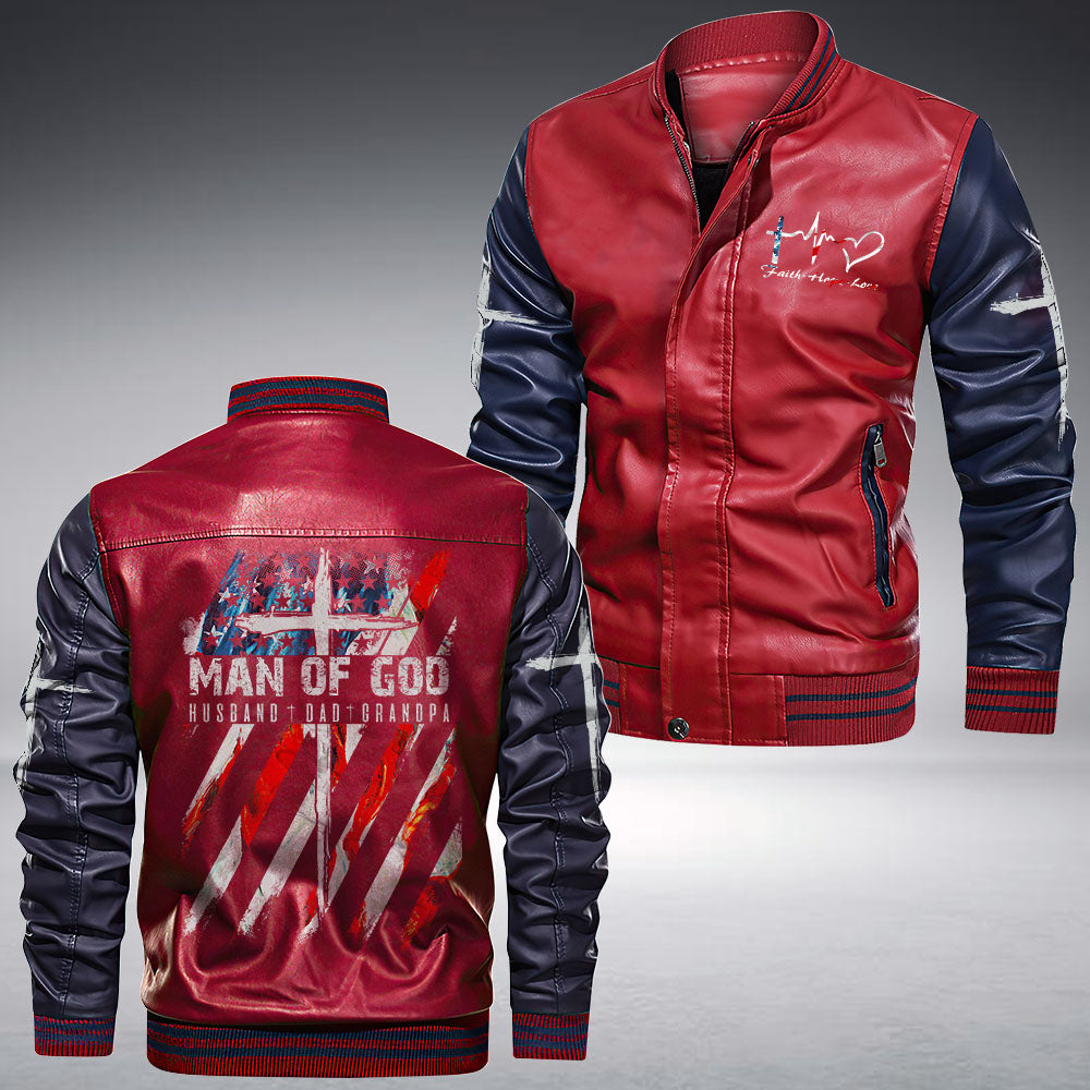 Man Of God Leather Bomber Jacket - Tltm0110211ki