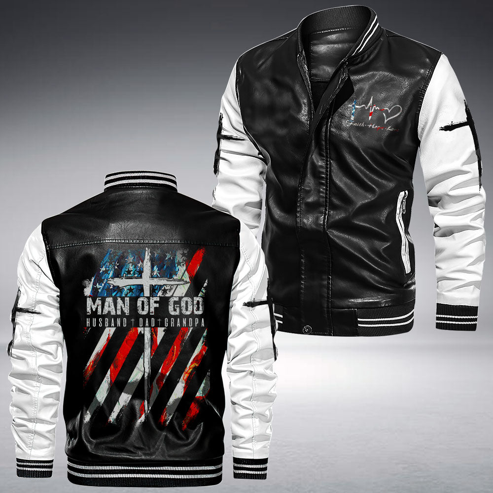 Man Of God Leather Bomber Jacket - Tltm0110211ki
