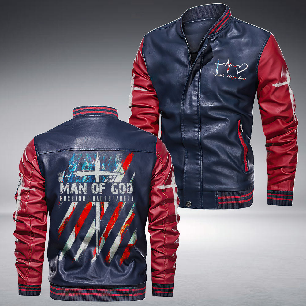 Man Of God Leather Bomber Jacket - Tltm0110211ki