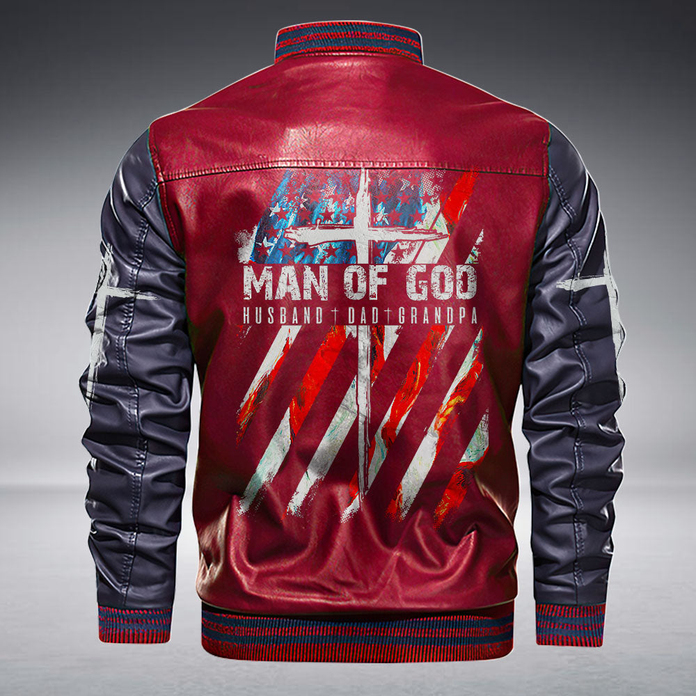 Man Of God Leather Bomber Jacket - Tltm0110211ki