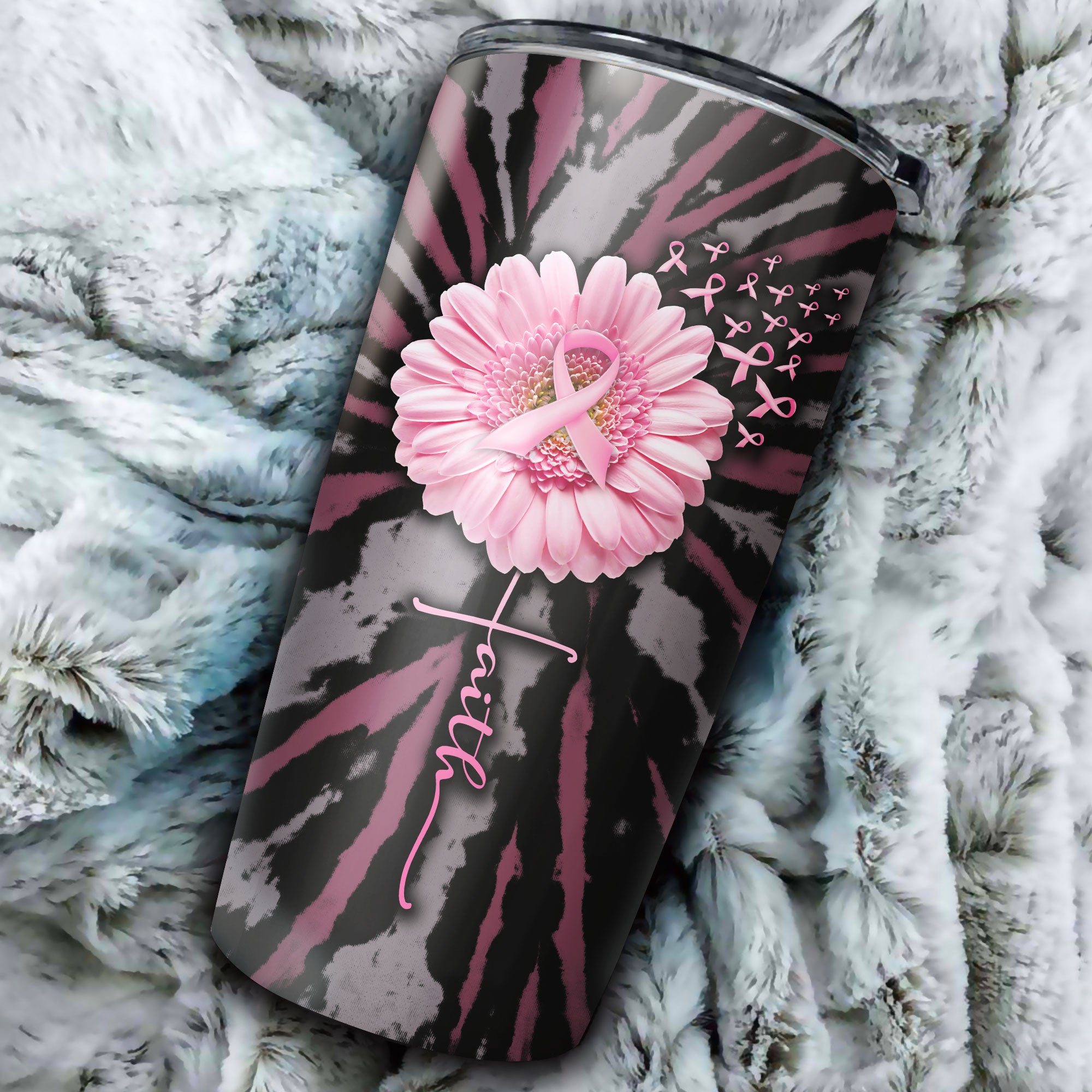 Personalized Faith Daisy Breast Cancer Awareness Tumbler - Lath0609215ki