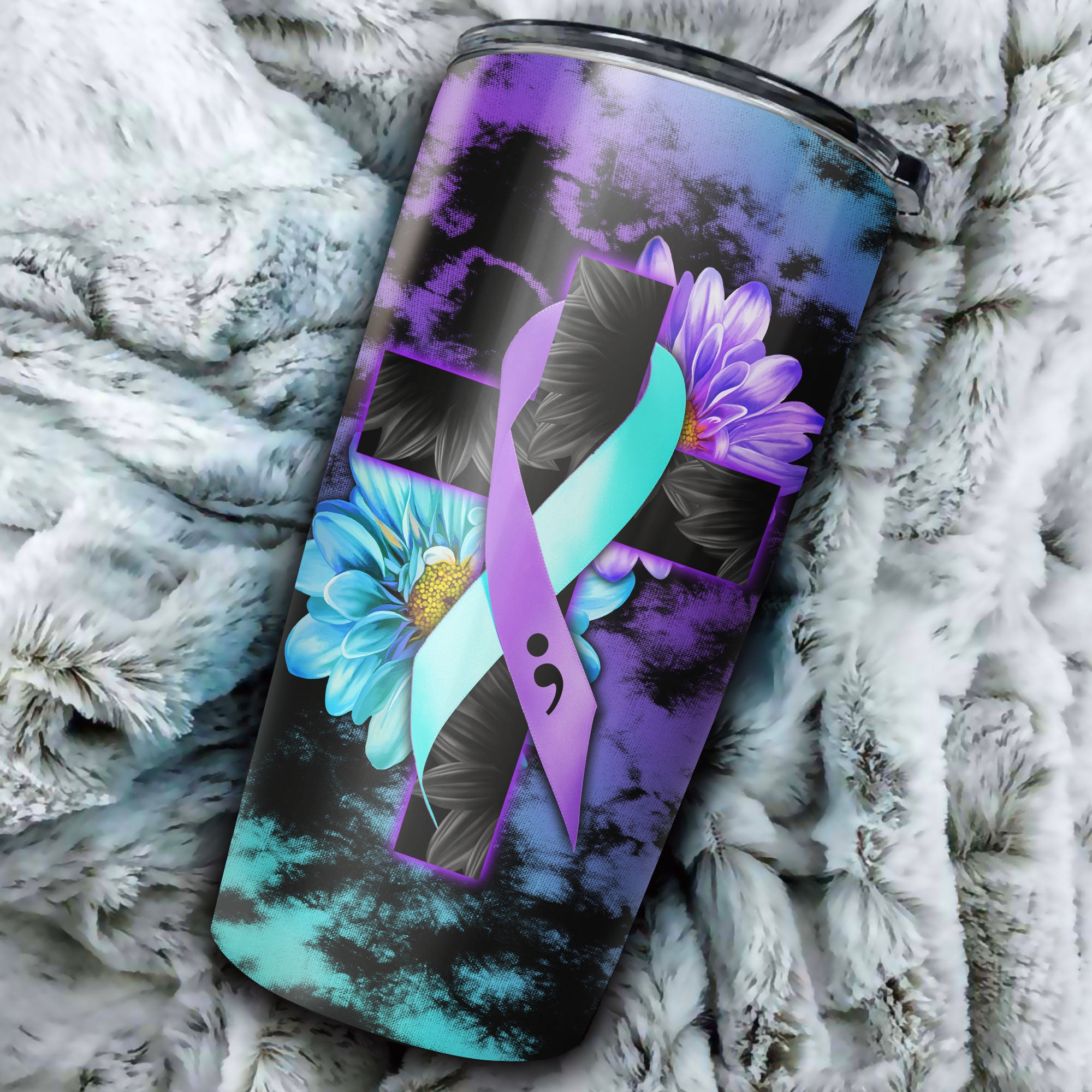 Personalized Mona Lisa Flower Suicide Prevention Awareness Tumbler - Lath2508215ki