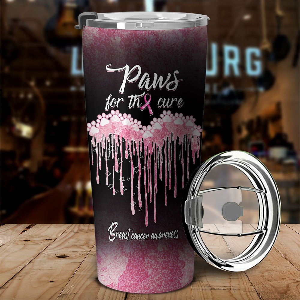 Breast Cancer Awareness  Personalized Paws For The Cure Tumbler - Lath0909215ki