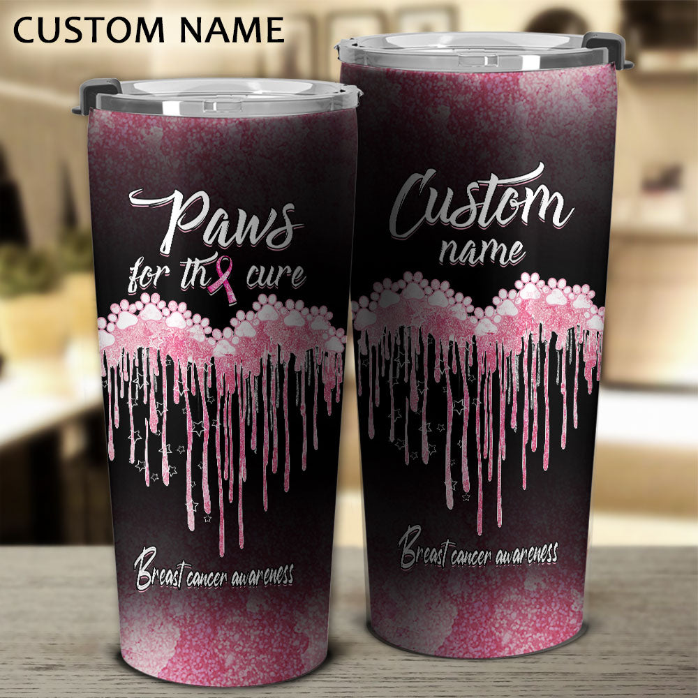 Breast Cancer Awareness  Personalized Paws For The Cure Tumbler - Lath0909215ki