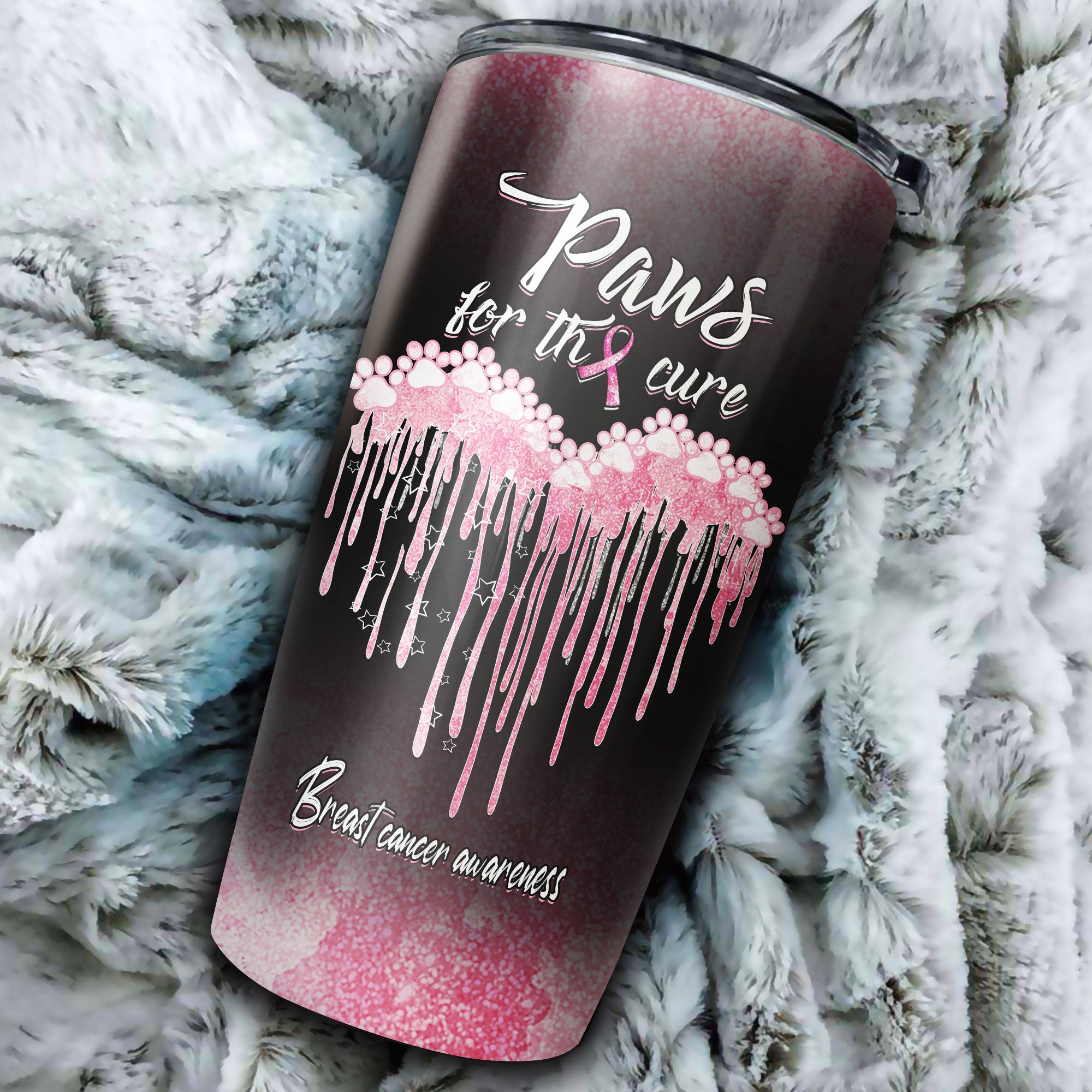 Breast Cancer Awareness  Personalized Paws For The Cure Tumbler - Lath0909215ki