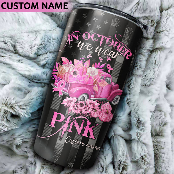 Personalized Truck Breast Cancer Awareness Tumbler- Lath2709215ki