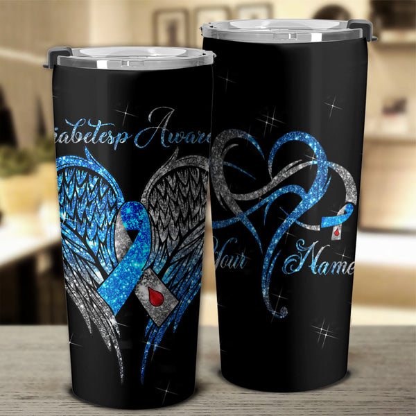 Personalized Wings Glitter Diabetes Tumbler - Latg1810214ki
