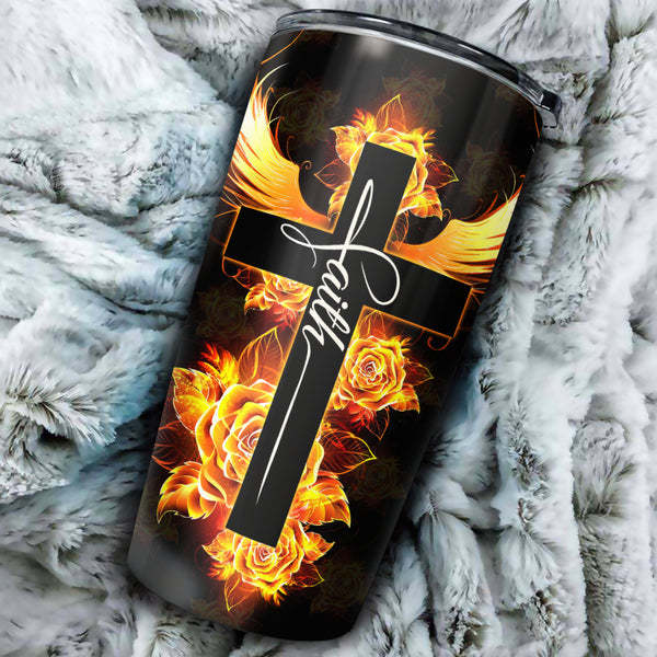 Cross Wings Rose Tumbler - Tlty2002218Ha