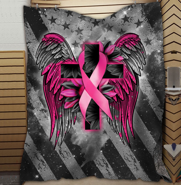 Faith Cross Wing Breast Cancer Awareness Blanket - Lath0103214Ki