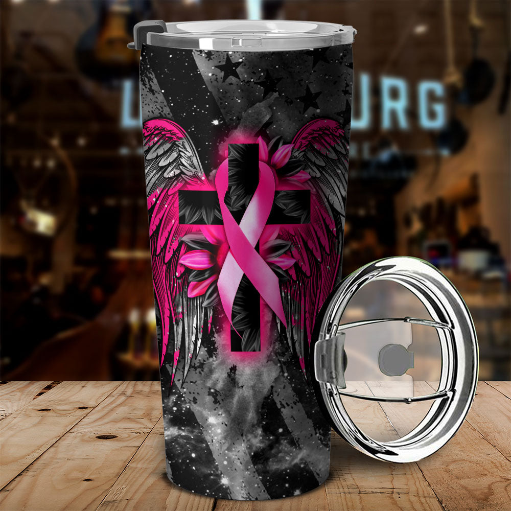Faith Cross Wings Breast Cancer Awareness Tumbler - Lath2002214Ha