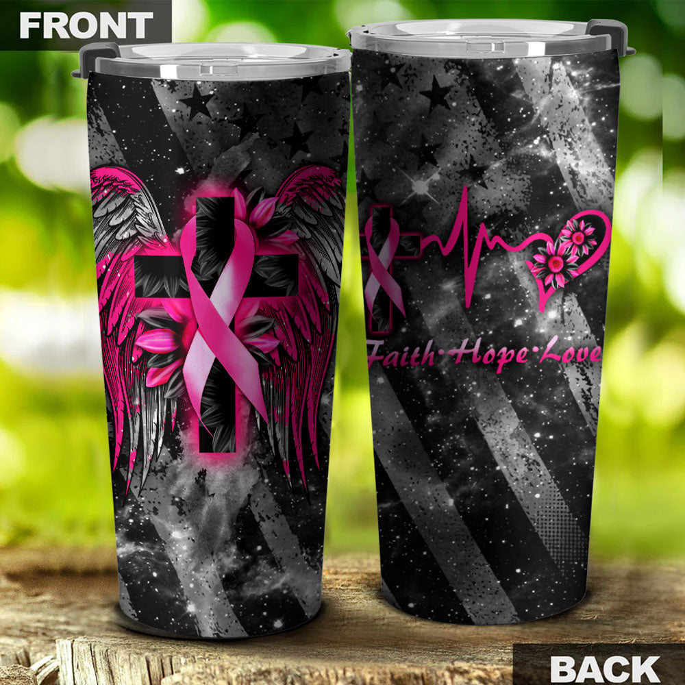 Faith Cross Wings Breast Cancer Awareness Tumbler - Lath2002214Ha
