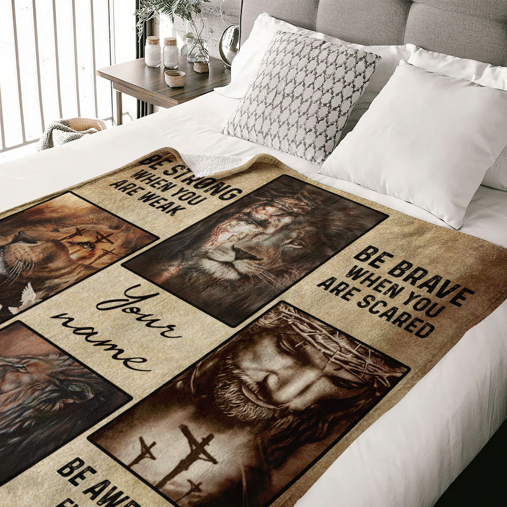 Personalized Be Strong Jesus Woven & Fleece Blanket - Tlno2909213ki