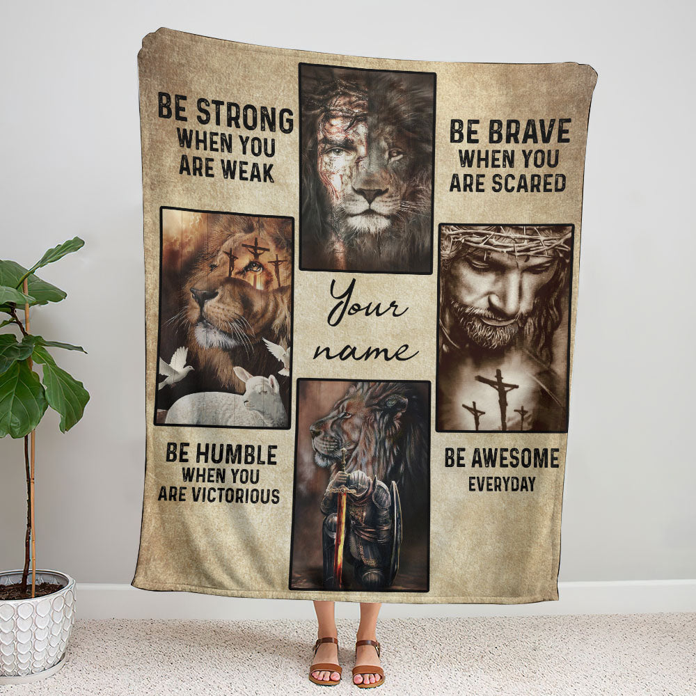Personalized Be Strong Jesus Woven & Fleece Blanket - Tlno2909213ki