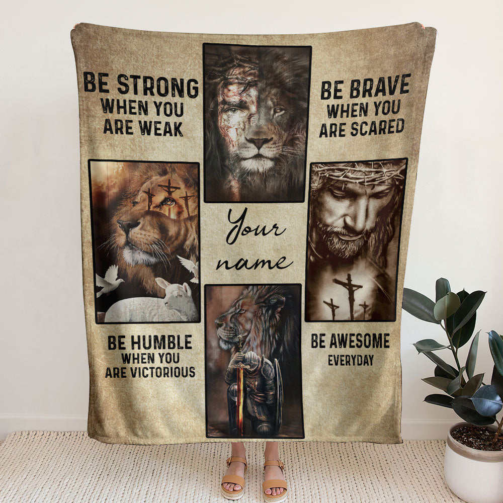 Personalized Be Strong Jesus Woven & Fleece Blanket - Tlno2909213ki