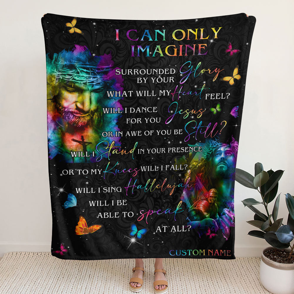 Personalized Faith Watercolor Butterfly Woven & Fleece Blanket - Lahn3009213ki