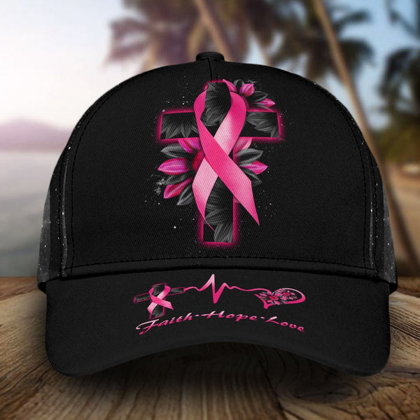 Faith Cross Sunflower Breast Cancer Awareness Classic Cap - Lath1404211HA