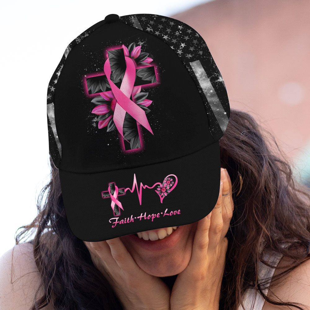 Faith Cross Sunflower Breast Cancer Awareness Classic Cap - Lath1404211HA