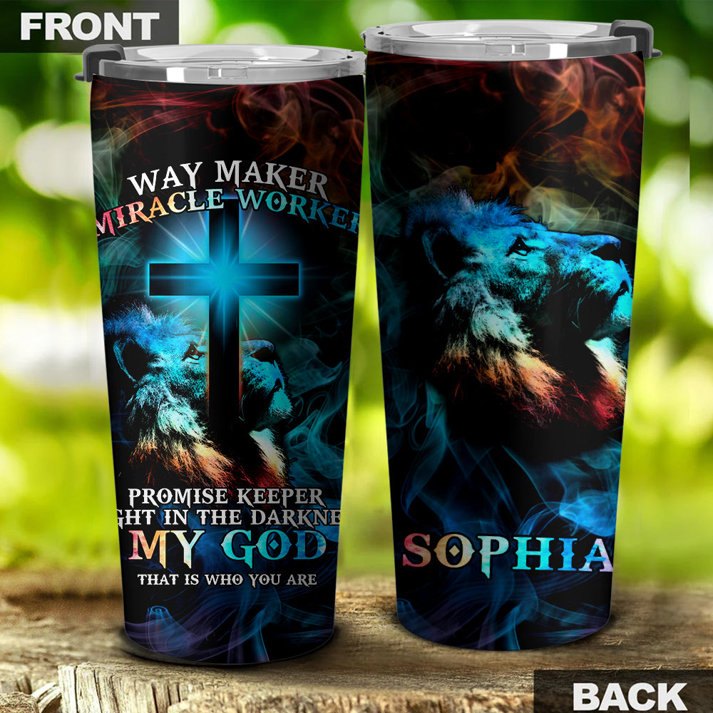 Personalized Way Maker Lion Light Cross Tumbler - Tltm2703213ki