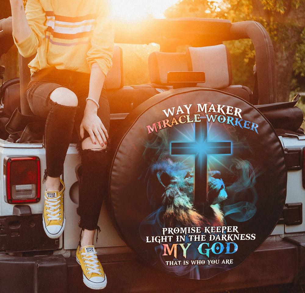 Way Maker Lion Cross Light Tire Cover - Tltm0204212ki