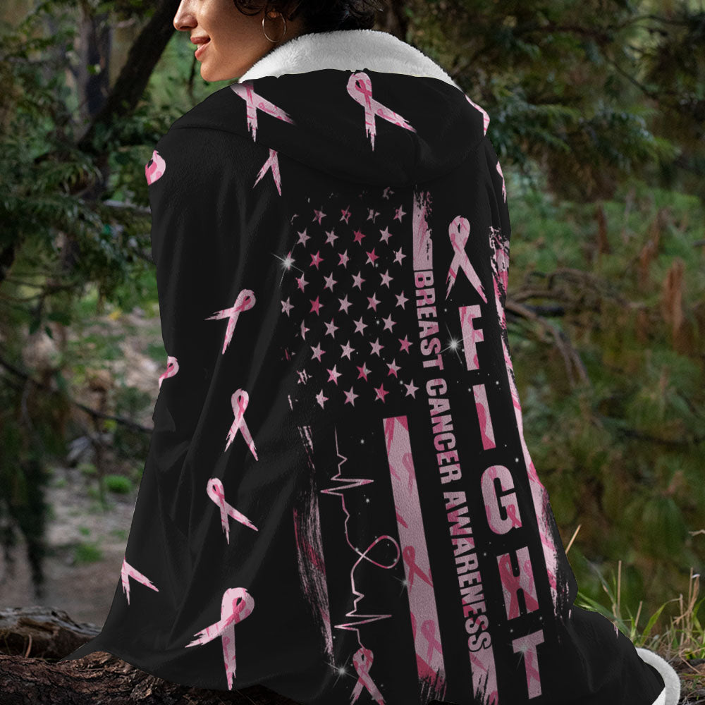 Fight Breast Cancer Awareness Sherpa Blanket Hoodie - Lahn1009213ki