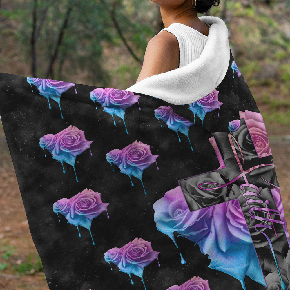 Faith Rose Watercolor Sherpa Blanket Hoodie - Latg1109213ki