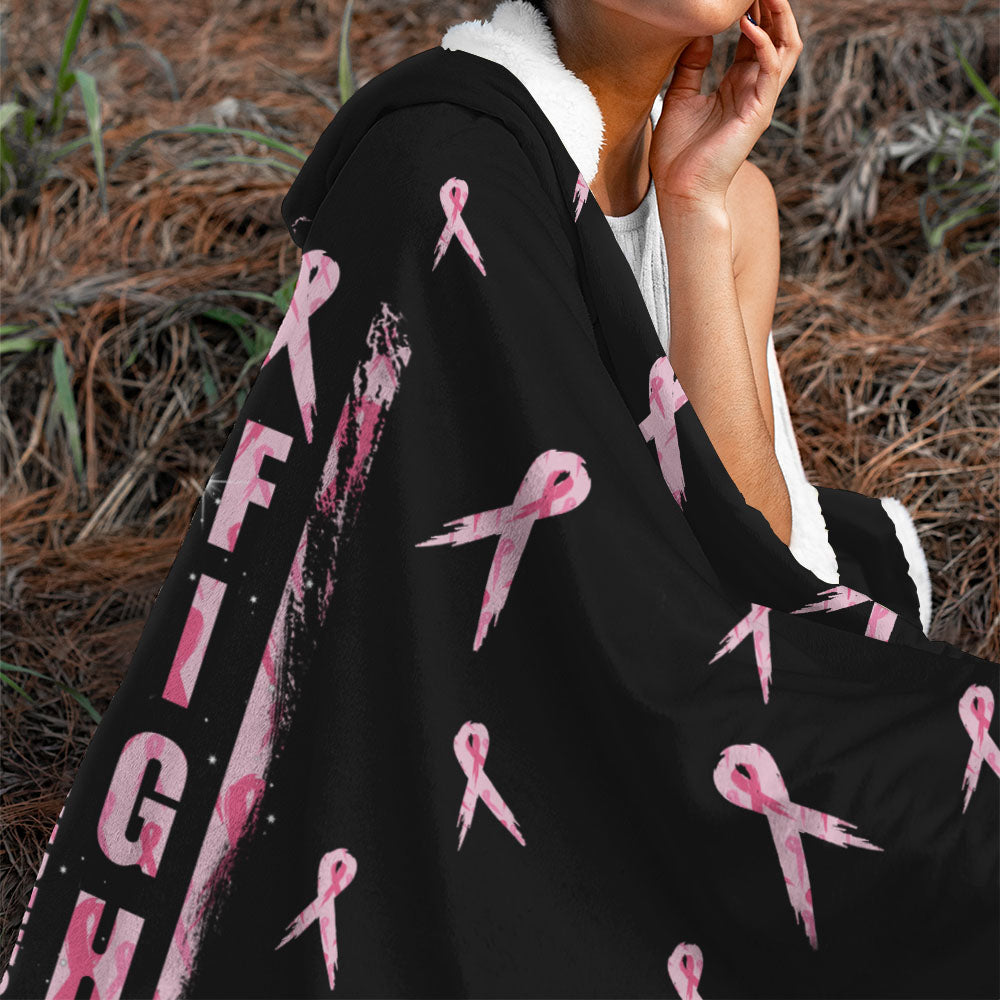 Fight Breast Cancer Awareness Sherpa Blanket Hoodie - Lahn1009213ki