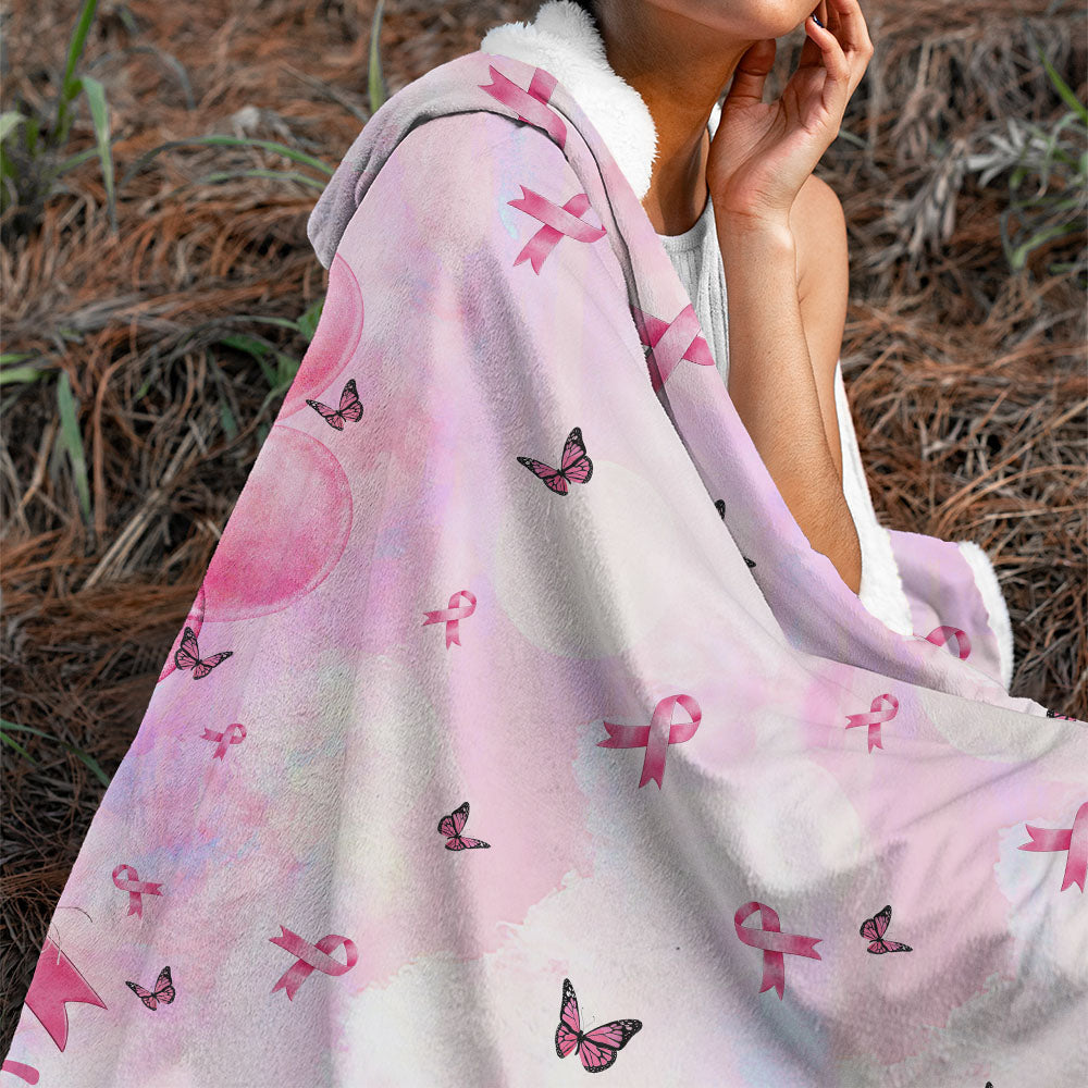 Breast Cancer Awareness  Cancer Balloon Sherpa Blanket Hoodie - Tlnh0110211ki