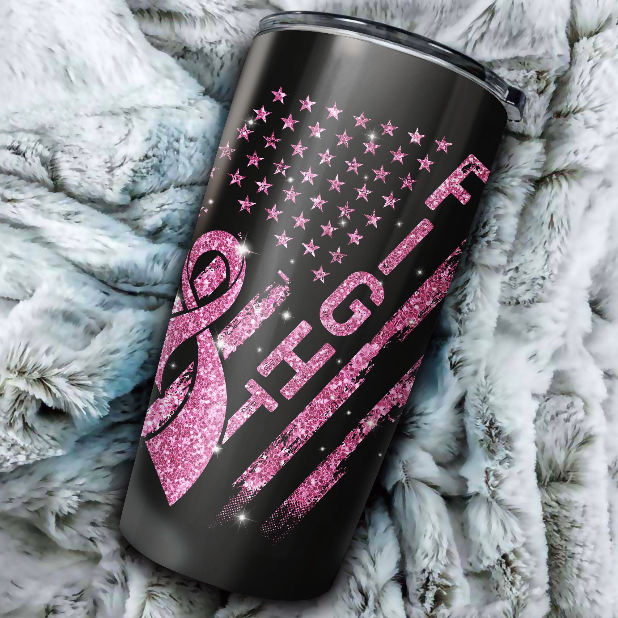 Personalized Fight Breast Cancer Awareness Glitter Tumbler - Tltr0410213ki