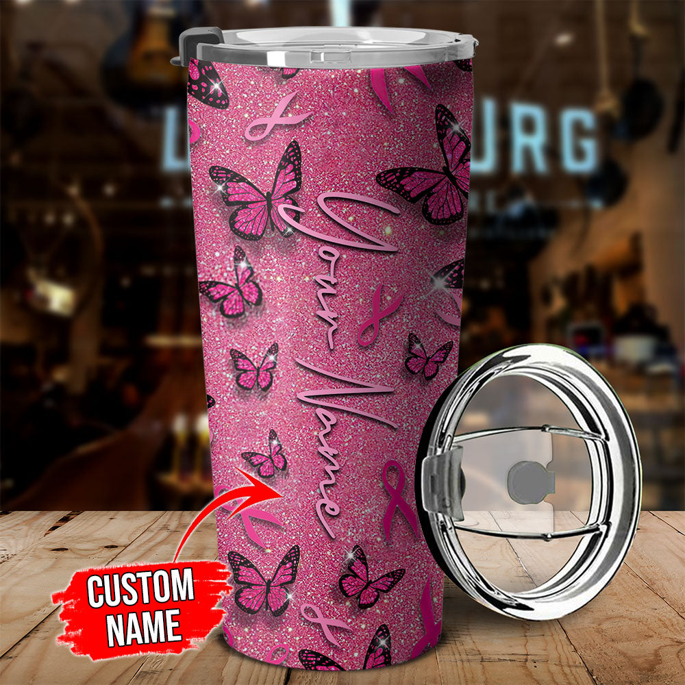 Personalized Breast Cancer Awareness Butterfly Tumbler - Tltr0909213ki