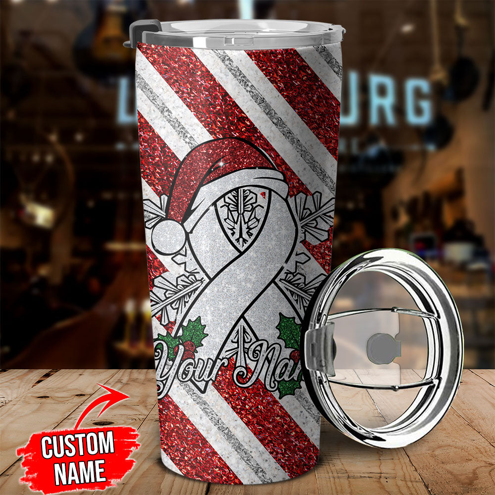 Personalized Glitter Xmas Lung Cancer Awareness Tumbler - Tltr1110214ki